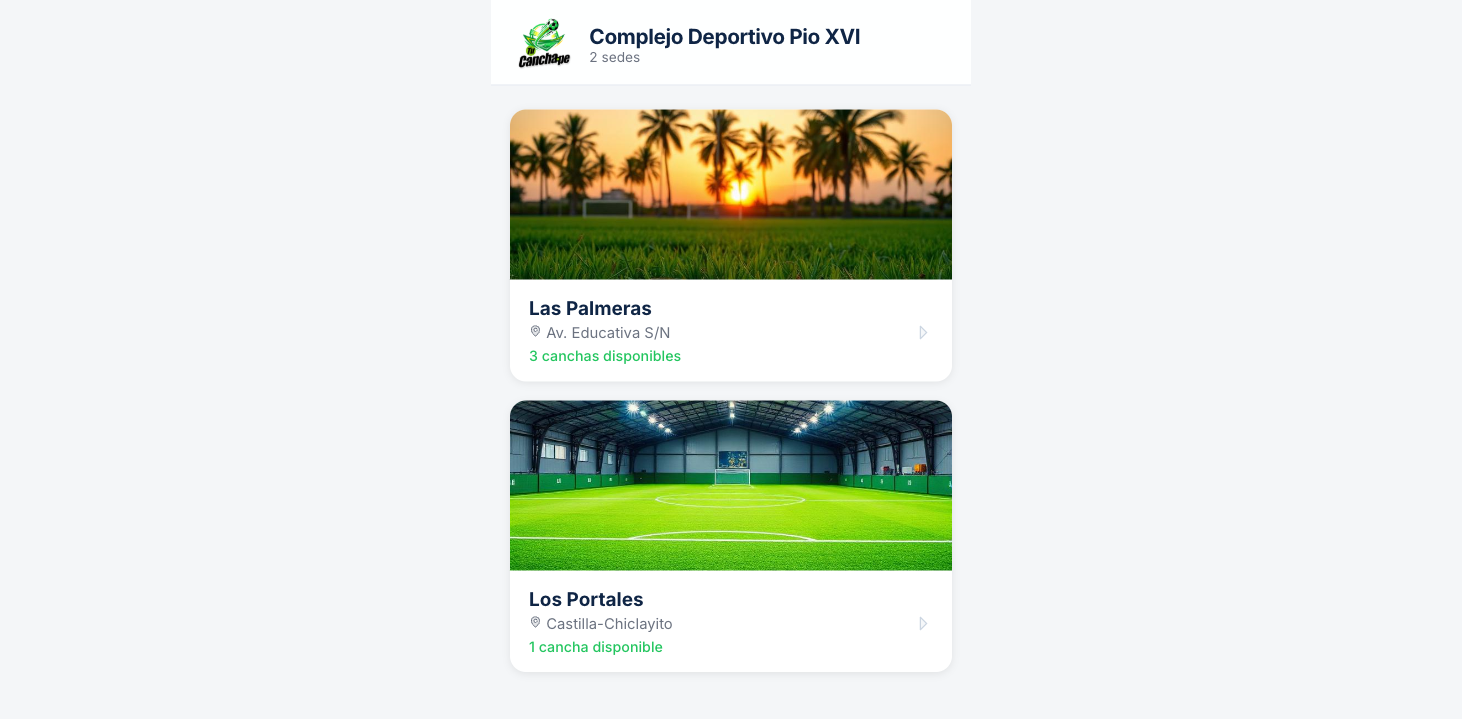 App TuCancha.pe — Home